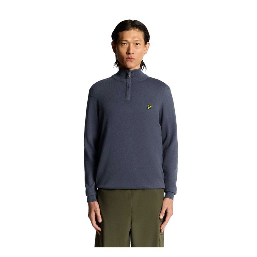 Lyle & Scott Mens Cotton Merino Quarter Zip Sweater / Graystone